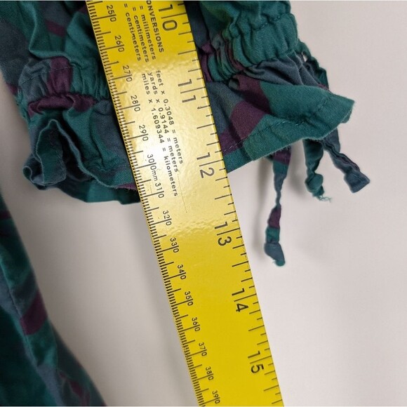 Porridge Smocked Peasant Top Teal Purple Leaf Print Cotton – Women’s M - Picture 11 of 11